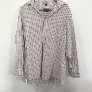 Van Heusen Mens 16-32/33 Plaid Long Sleeve Button Pocket Dress Business Shirt